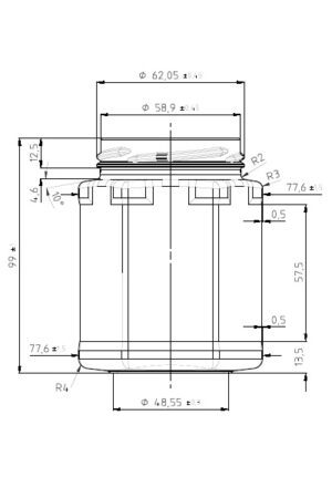 Šesťhran 278 ml TO 63 kótovanie 400 x 600