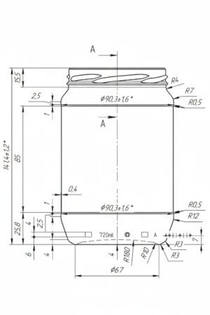 Classic 720 ml TO 82 kótovanie 400 x 600