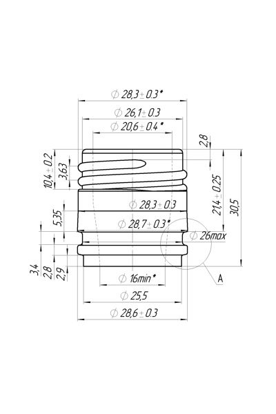 Fľaša Bordo 750 ml BVS 3060 so závitom kótovanie 2