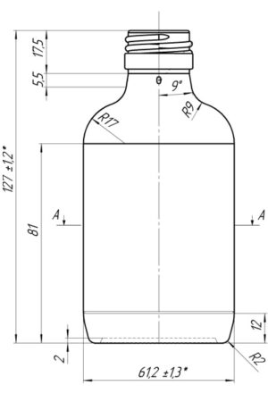 Fľaša Ploskačka 100 ml – ústie závit 28 mm kótovanie