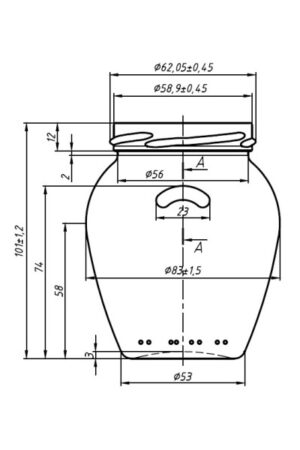Amfora 314 ml kótovanie