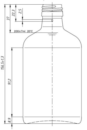 Ploskačka 200 ml kótovanie