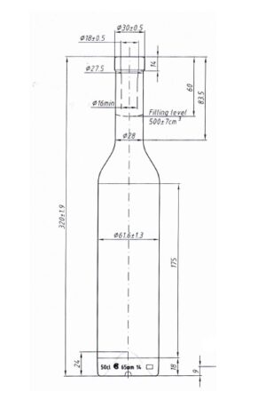 Primavera 500 ml ústie 18 mm kótovanie 400×600