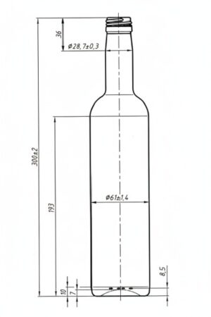 Reconica 500 ml závit PP 28 kótovanie 1 400×600