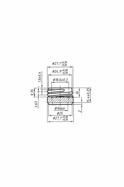 Reconica 500 ml závit PP 28 kótovanie 2 400×600