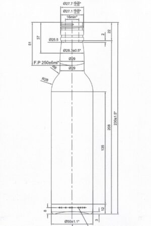 Kótovanie fľaša 250ml 400×600